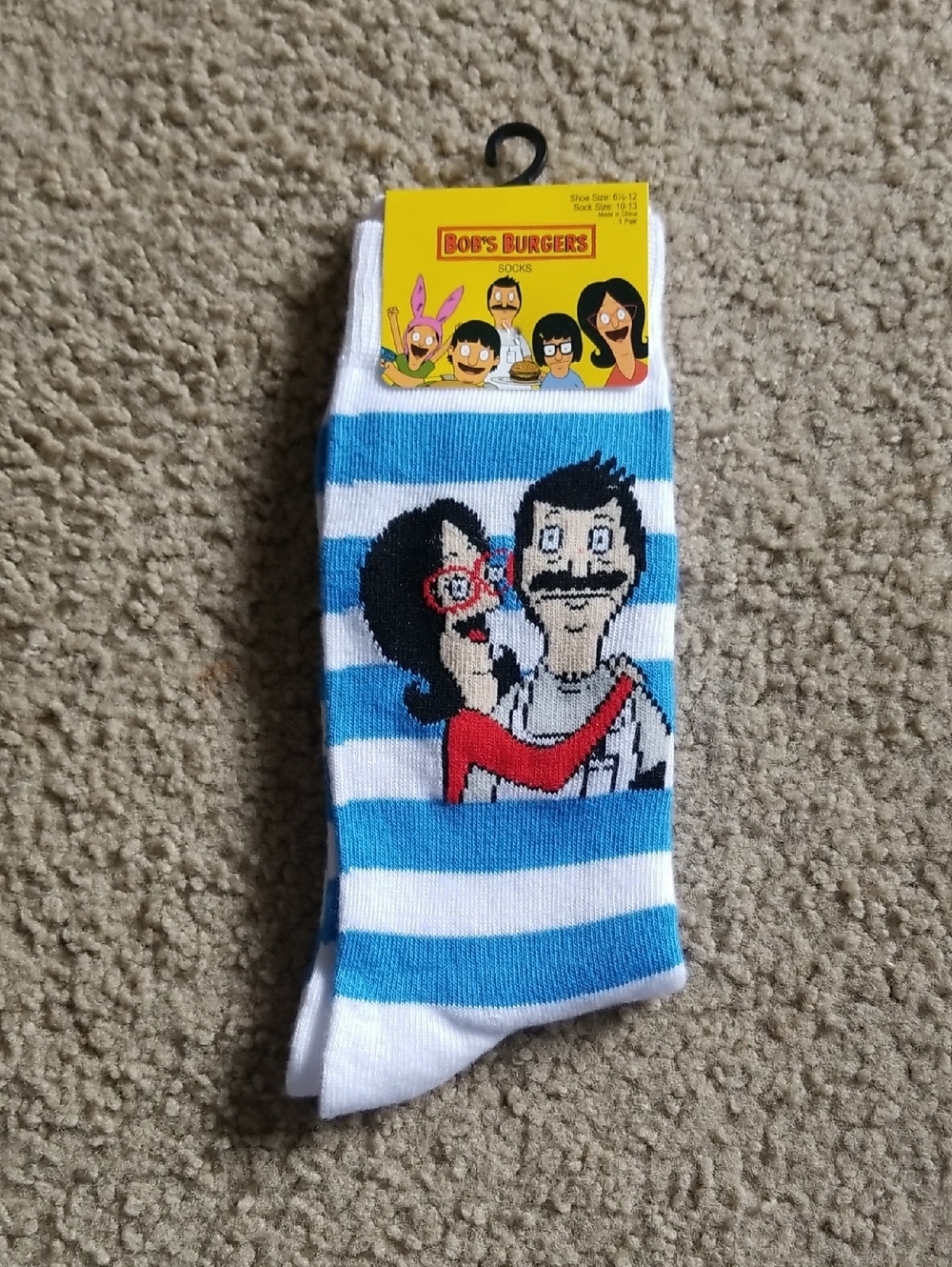 Bob's Burgers Blue & White Stripe Crew Socks